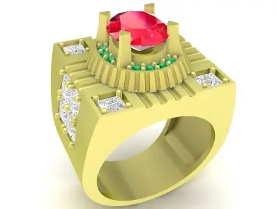 Luxury Square Mens Statement Ring  3831 3D print model