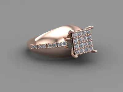 Rose Gold Women Diamond Ring 3D print model 3D print model 23