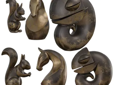 nimals Collection - Squirrel- Horse- and Chameleon Abstract Low-poly 3D model