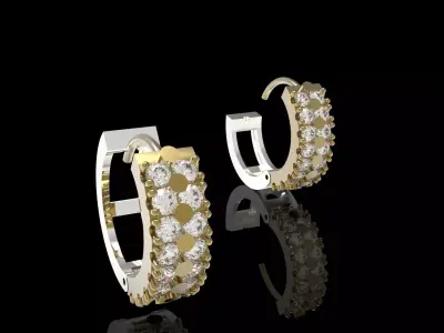 Double Row Huggie Hoop Earrings model je0156 3D print model