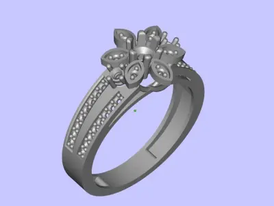 Flower solitaire ring 3D print model