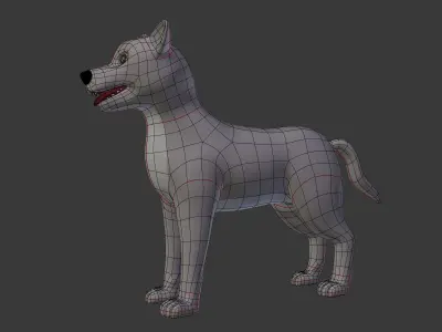 Cartoon Gray Wolf Low-poly 3D model