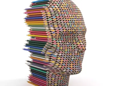 Pencils Head Sculpture 3D model