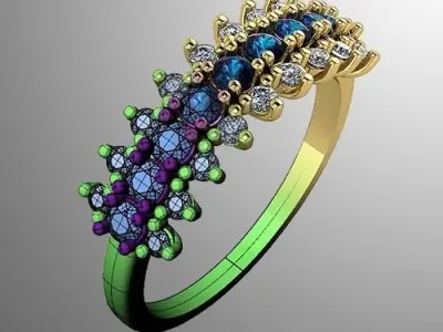 Ring n 6 gold with sapphires and diamonds 3D print model
