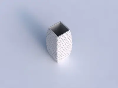 Vase rectangle with diagonal grid plates 3D print model