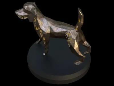 Steampunk Dog pose Low-poly 3D model