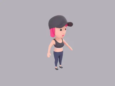 Cartoon Female Character Rigged 123 3D model