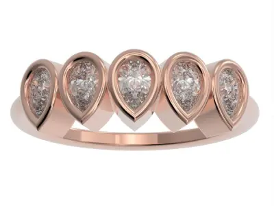 Pear cut bezel ring N7 3D print model