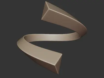 Futuristic Ribbon Ring - Sculpted Metal Twist 3D Print 47 3D print model