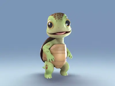 Cute little turtle Low-poly 3D model