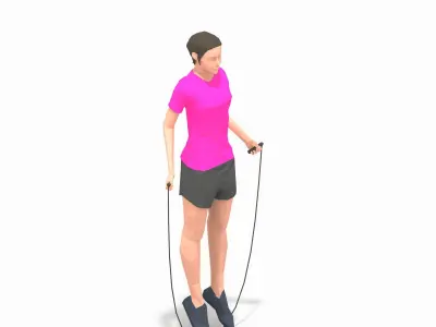 Jumping Ropes  Exercise Woman Animation Low-poly 3D model