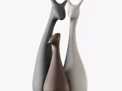 Family of deer 3D model