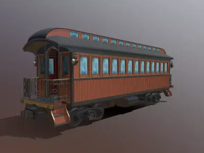 1890s train car Low-poly 3D model
