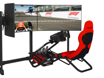 Playseat Trophy Red - Sim Racing Seat with 3 Monitors 3D model