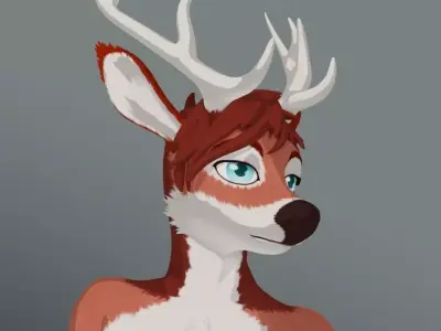Deer Anthro Low-poly 3D model
