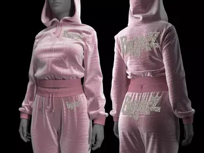 Pink Tracksuit  with Bratz Logo Fitted to Gen8 Body Mesh 3D model
