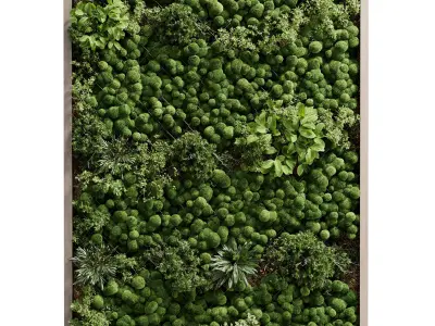 Vertical plant and moss garden wall decor box  wooden garden 109 3D model