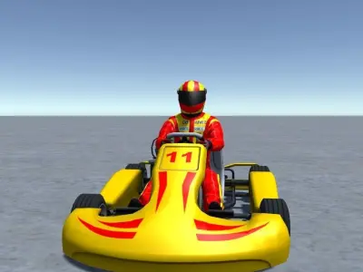 Low Poly Kart With Player 2 Low-poly 3D model