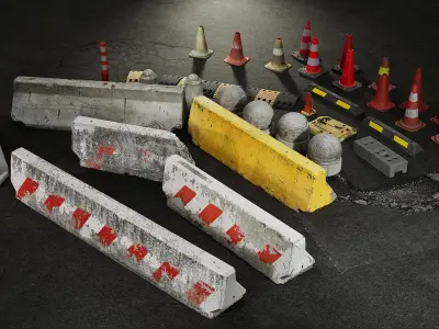 Scanned Traffic Props Vol 1 Low-poly 3D model