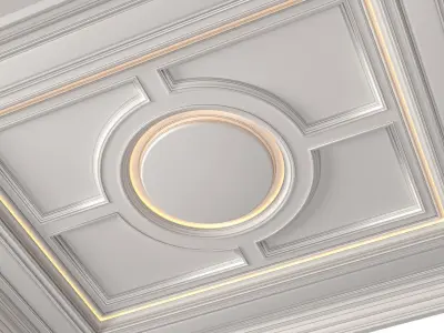 Modern coffered illuminated ceiling Art Deco style  3D model