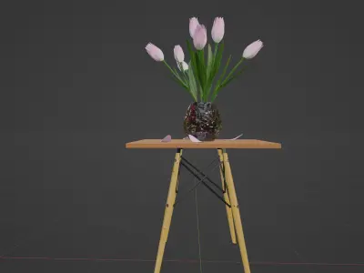 Tulips vase Low-poly 3D model