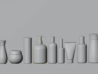 Cosmetic Bottle And Tube Set 3D model Collection Low-poly 3D model