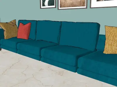 L section Modern sofa Low-poly 3D model