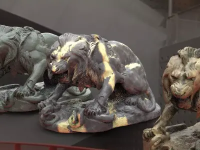 Lion statue With 3 Different Textures 3D model