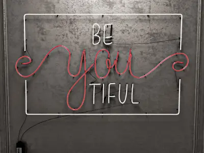 Neon Sign Bea You Tiful 3D model