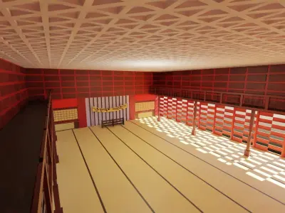 Dojo Fighting Hall Low-poly 3D model