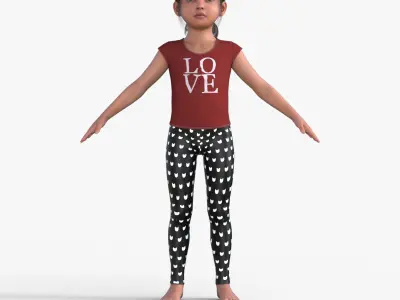 Realistic 3D Girl Child Character Rigged 3D model