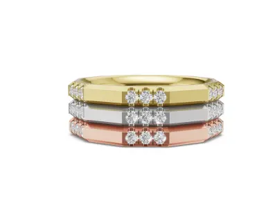 Three Tone Stackable Diamond Band 3D print model
