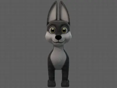 Dog base cartoonV11 Low-poly 3D model