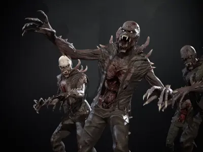 SuperZombie1  full pack 7 characters Low-poly 3D model