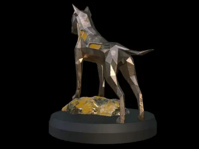 Steampunk German Boxer Rock Low-poly 3D model
