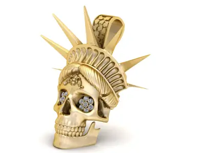 Golden Liberty Skull Pendant 3D print model