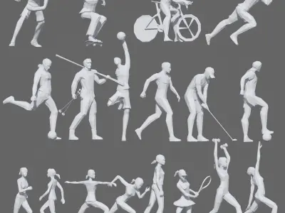 Low Poly Sport Pose PACK Low-poly 3D model