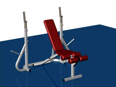 Incline-decline bench with barbell stand 3D model