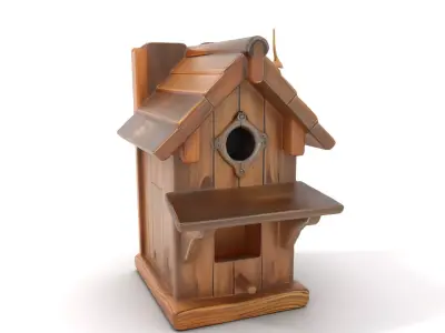 Rustic Wooden Birdhouse model pack Low-poly 3D model