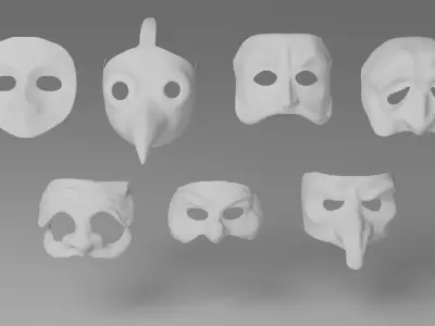 Italian Masks Low-poly 3D model