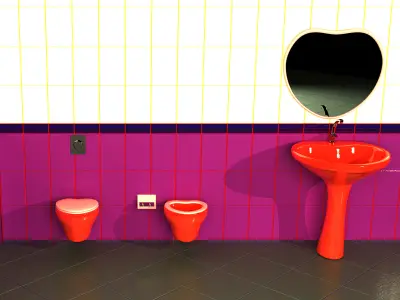 Wall-mounted toilet set 3D Model Collection