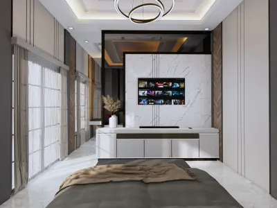 Luxury Modern Interior Design Bedroom with Walking Closet 3D model