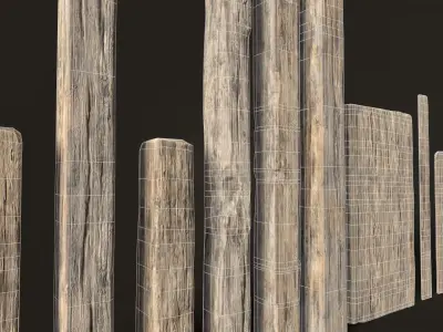 Wooden Planks and Beams - 13 pieces Low-poly 3D model