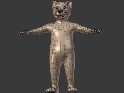 Cartoon Mascot Dog - Wolf Low-poly 3D model