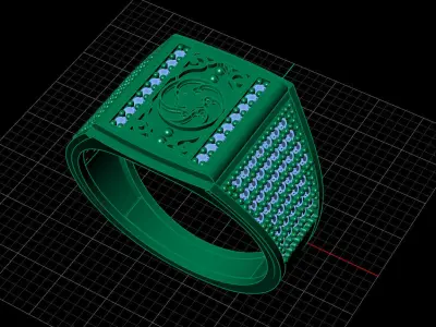Print Ready STL 3DM  Gents Rings Diamond Men Ring  3D print model 24