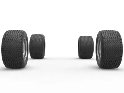 Wheel set of Northeast Dirt Modified stock car V4 Scale 1 to 25 3D print model