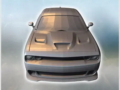 Modern Dodge Challenger car with central air intake on the hood  3D print model