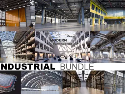 Industrial Bundle 01 - 9 Environments 3D Model Collection