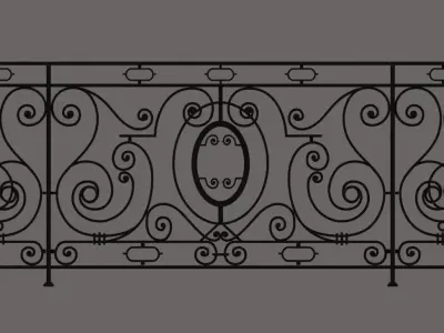 Iron balcony art vintage pattern exterior luxury home decoration 3D print model