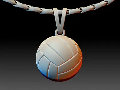 Volleyball Ball Pendant Sculpture jewelry gold 3D print model